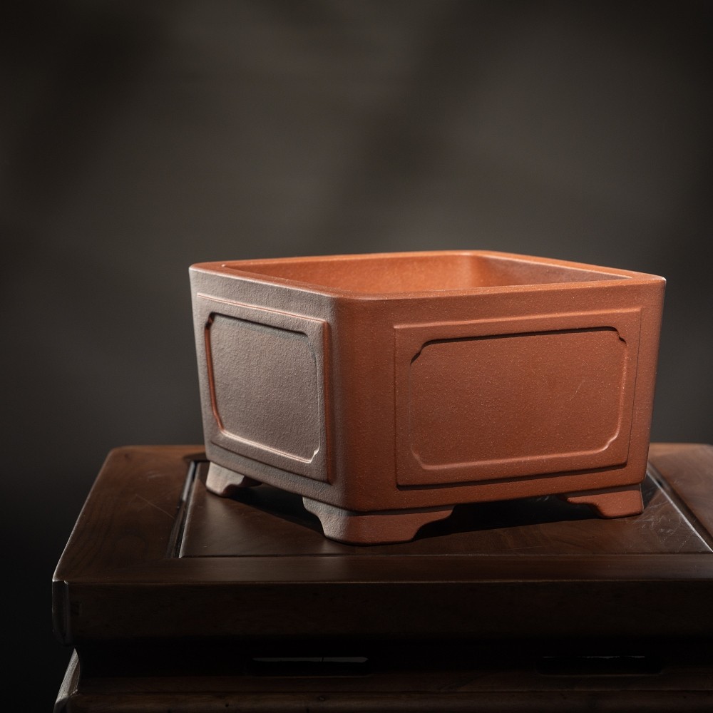 李记原矿冯长根四方紫砂盆景花盆