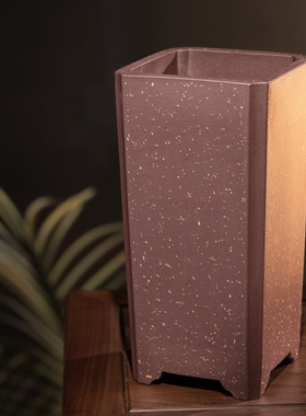 新款名家老艺人朱永南精制加高四方切角签千筒紫砂高档精品兰花盆