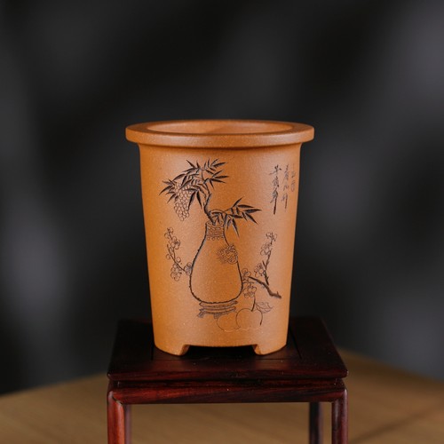 微型小号迷你精品宽口紫砂签筒盆