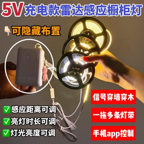 智能雷达感应灯带低压5Vcob灯带