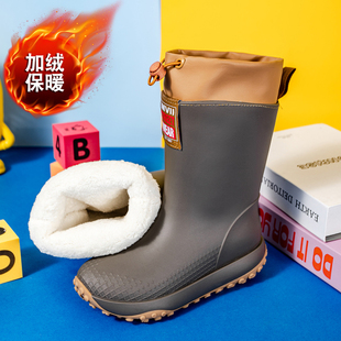 冬季保暖加棉水鞋男款防水防滑钓鱼专用男士雨鞋加厚加绒雨靴胶鞋