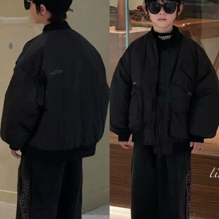 波拉韩国儿童装加厚棉服25冬款男女童韩版棉衣外套90白鸭绒羽绒服