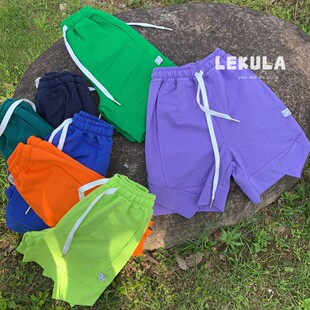 波拉韩国童装男童短裤夏款薄款针织中裤儿童休闲运动五分裤子