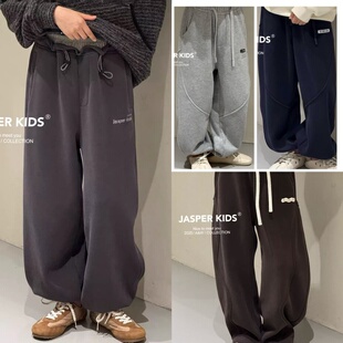 特JASPER波拉韩国儿童装加绒卫裤秋冬款儿童运动裤男女童宽松裤子