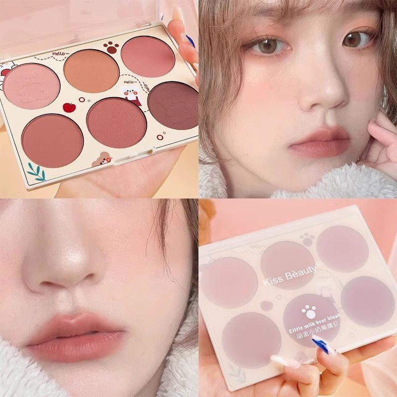 正品小熊哑光粉色六色腮红盘女自然修容眼影一体盘多色2025新款,彩妆/香水/美妆工具,男士腮红,淘宝优惠券,粉丝福利购,淘宝优惠卷