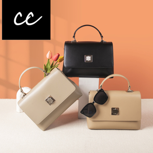 CC新款 通勤邮差包小众百搭单肩斜挎包2502 真皮手提包包女式