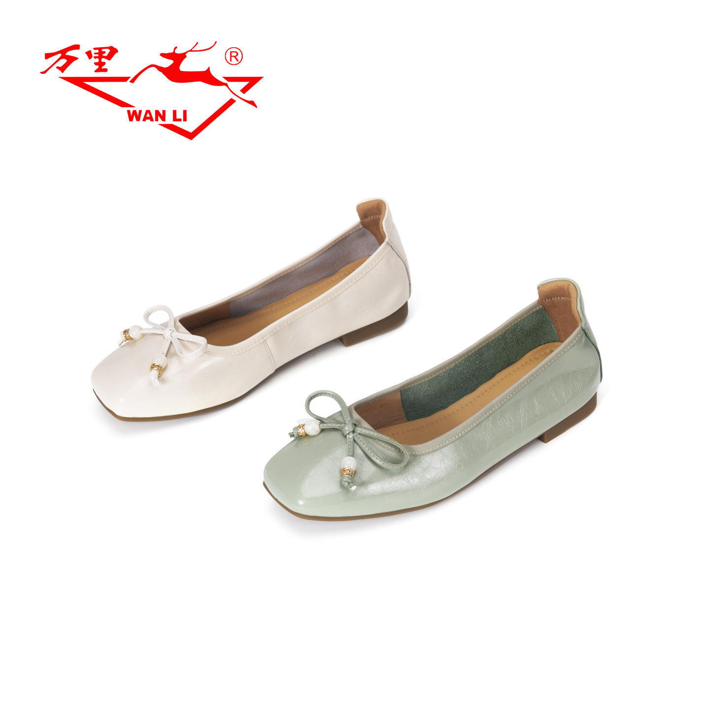 万里新款休闲浅口真皮单鞋时尚蝴蝶结方头低跟一脚蹬女鞋BMT2303,女鞋,浅口单鞋,淘宝优惠券,粉丝福利购,淘宝优惠卷