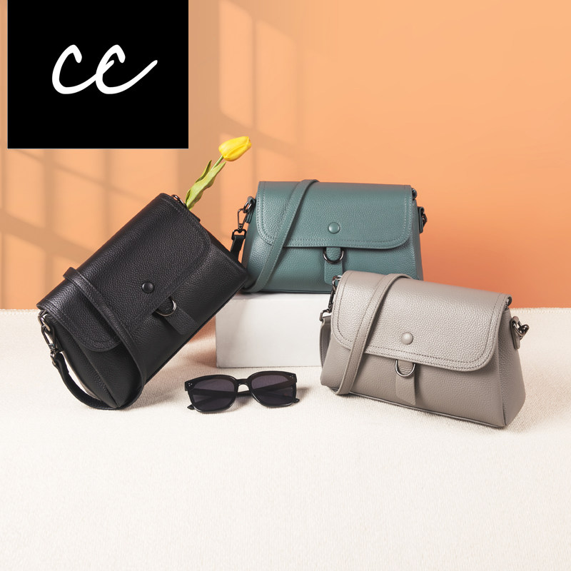 CC新款复古真皮斜挎包包女大容量时尚单肩包百搭软皮小方包2457
