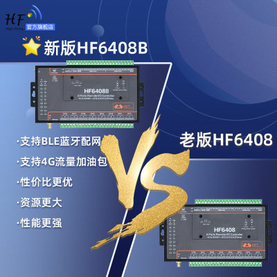 汉枫物联网RS485串口继电器4G开关量采集模块modbus通讯HF6408