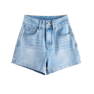 显瘦热裤 四面弹 新款 女高腰夏季 百搭小个子 重磅弹力直筒牛仔短裤