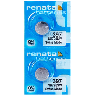 renata瑞士397手表电池SR726SW适用卡西欧BABY-G电子BA110斯沃琪7.9*2.6纽扣通用AG2 LR726 SR59原装银锌