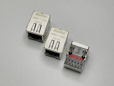 HR911130C带灯带弹片千兆网口