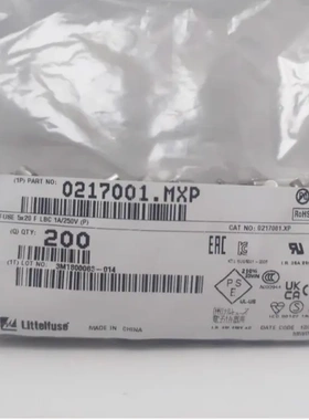 原装力特 0217001.MXP 参数1A 250V 5*20 快熔玻璃保险丝管