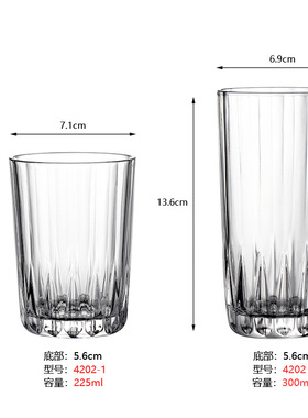 透明玻璃茶水杯家用直身条纹耐热咖啡杯酒杯牛奶早餐杯果汁饮料杯
