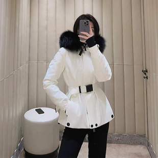 新款 蒙家羽绒服女修身收腰鹅绒加厚狐狸毛领户外滑雪服常规长袖