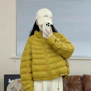 2025秋冬韩系宽松立领短款轻薄羽绒服女排骨休闲90白鸭绒外套常规