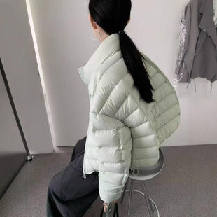新款2026秋冬立领气质白鸭绒羽绒服女短款轻薄面包服韩版排骨外套