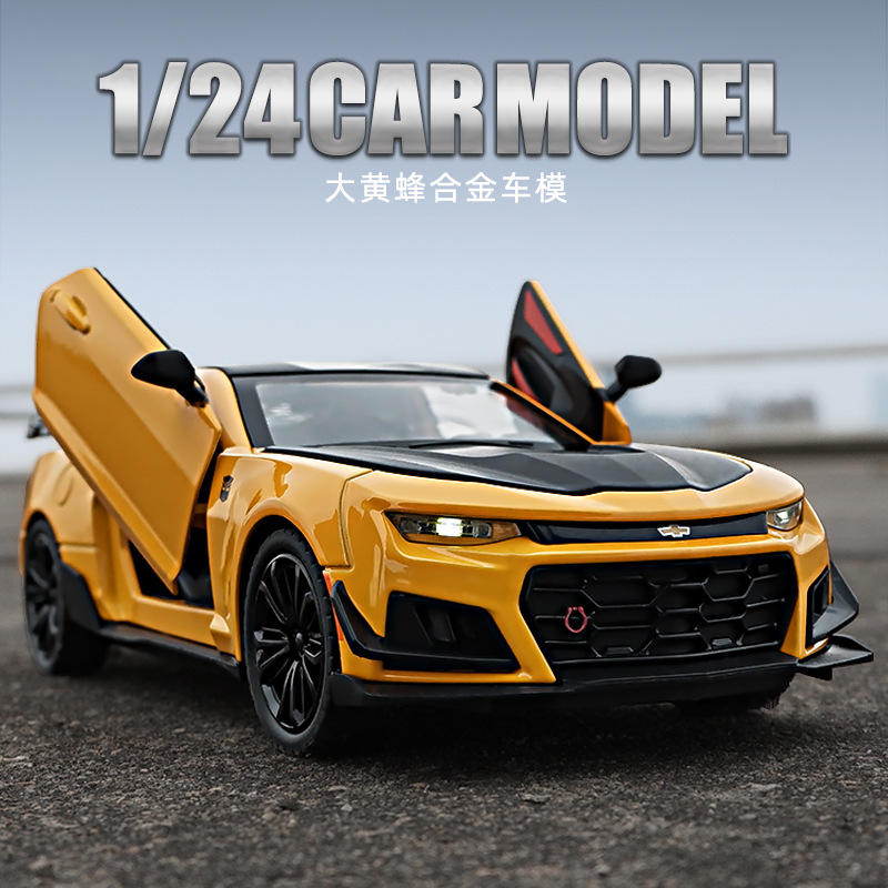 新款 车致1:24大黄蜂合金车模型仿真跑车摆件儿童玩具车