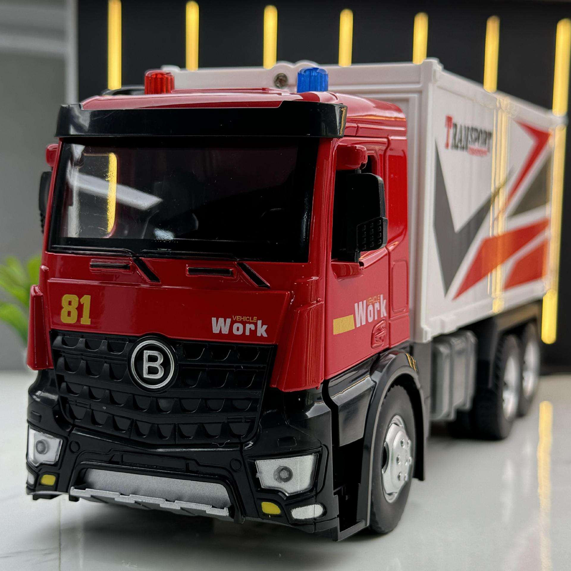 新款 佳都合金车模1:18货柜车带声光惯性儿童玩具汽车音乐模型