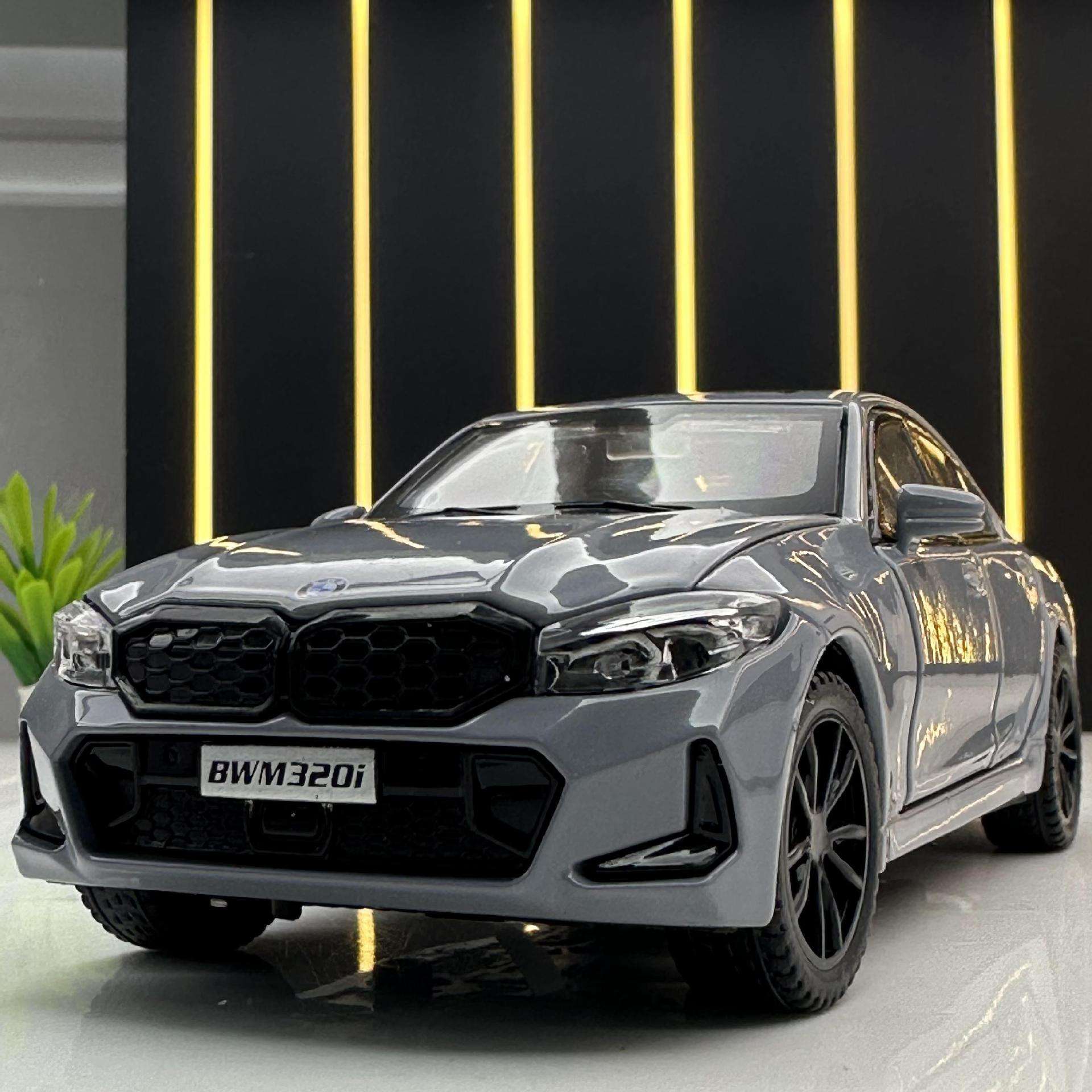 众源兴合金车模1:宝玛320i灯光滑行玩具汽车音乐模型摆件防尘盒