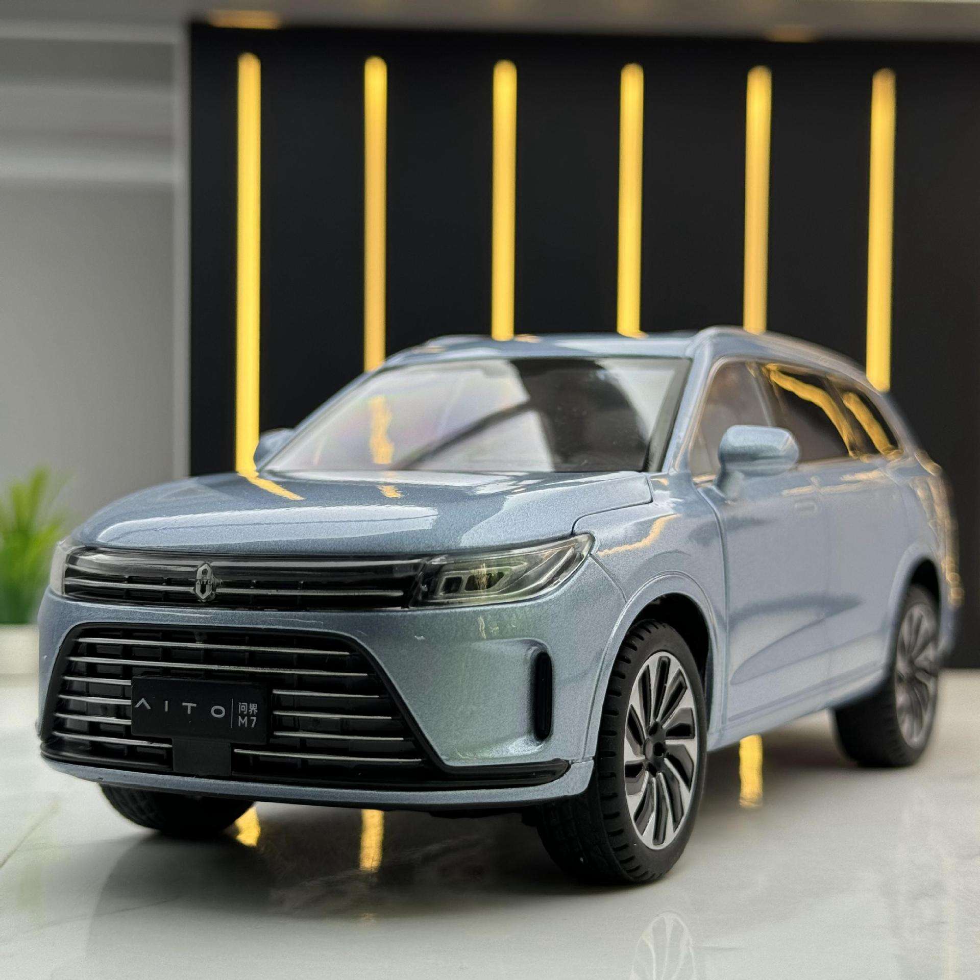 新款智冠合金车模1:24问界M7越野车带声光玩具车音乐模型摆件