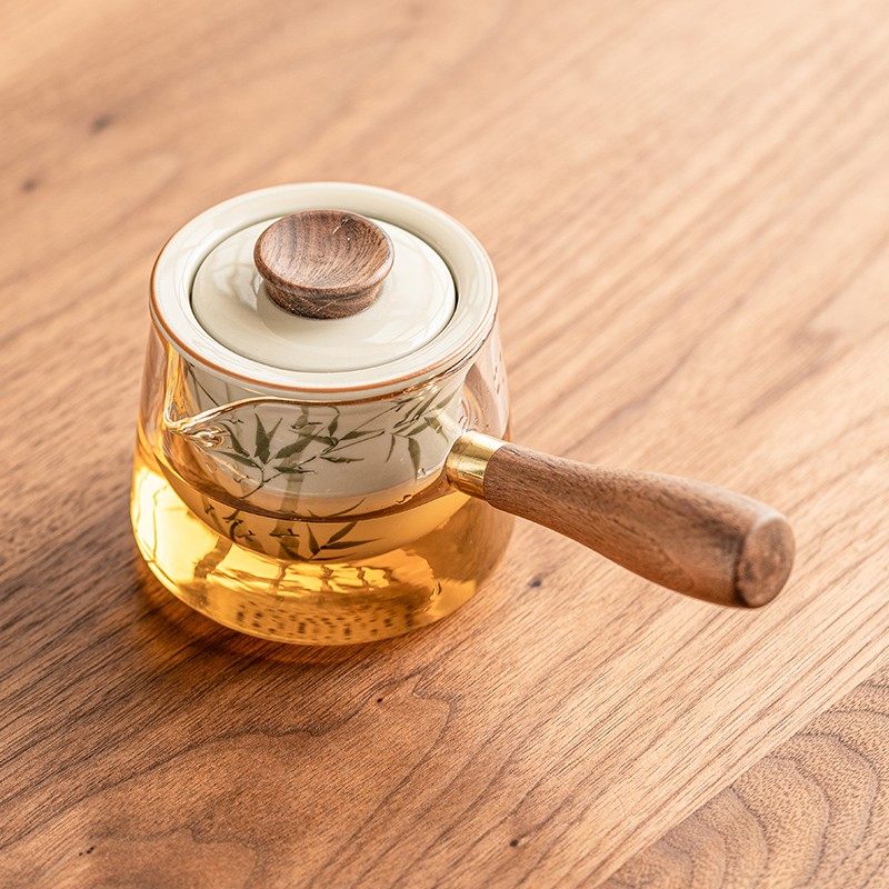 极素小雏菊侧把壶陶瓷功夫泡茶壶家用玻璃茶具可携式旅行茶壶茶杯