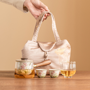 极素小雏菊侧把壶茶具套组户外旅行茶具可携式随身功夫泡茶杯套装