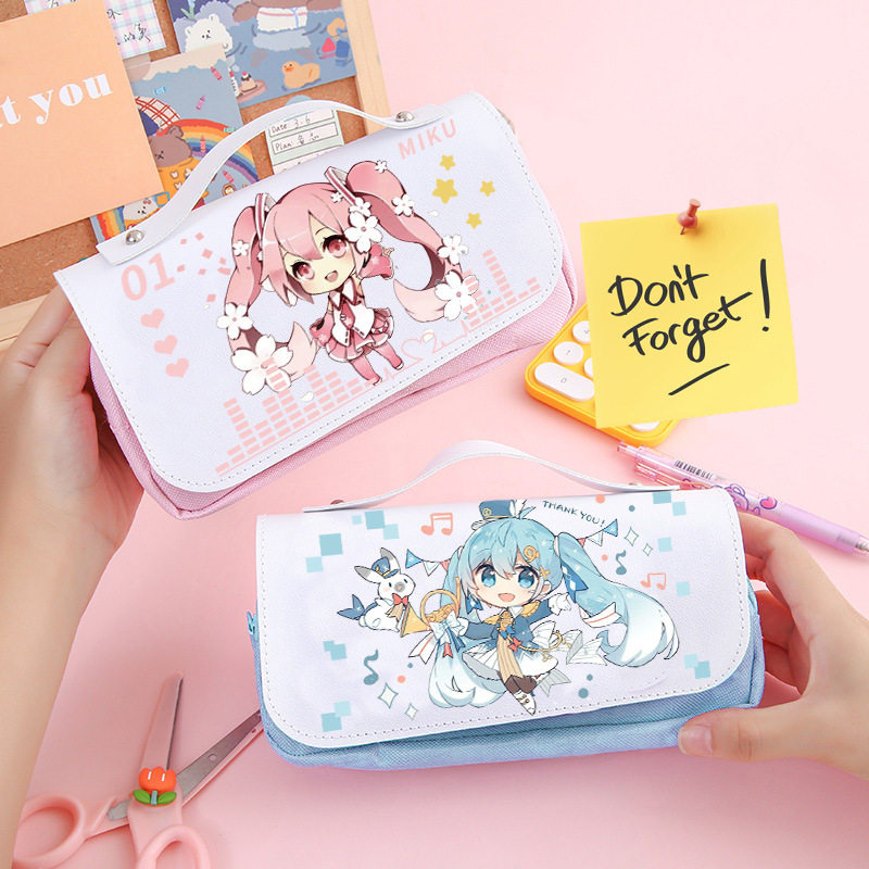 初音未来周边笔袋初中文具盒帆布虚拟主播MIKU铅笔盒大容量女图片