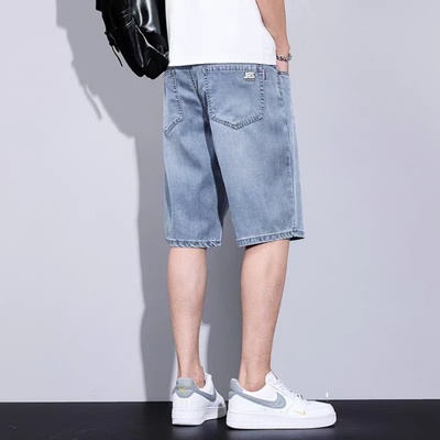 夏季薄款莱赛尔天丝牛仔短裤男士