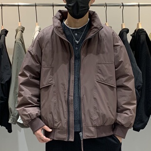 立领工装羽绒服男短款2025新款冬季高级感夹克外套男士保暖上衣潮