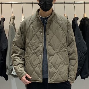 痞帅保暖羽绒衣 两面穿立领菱形格羽绒服百搭潮流日系时尚 冬季 男士