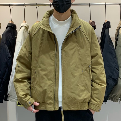 冬季韩版男立领羽绒服百搭潮流美式时尚拼接痞帅设计感90绒羽绒衣