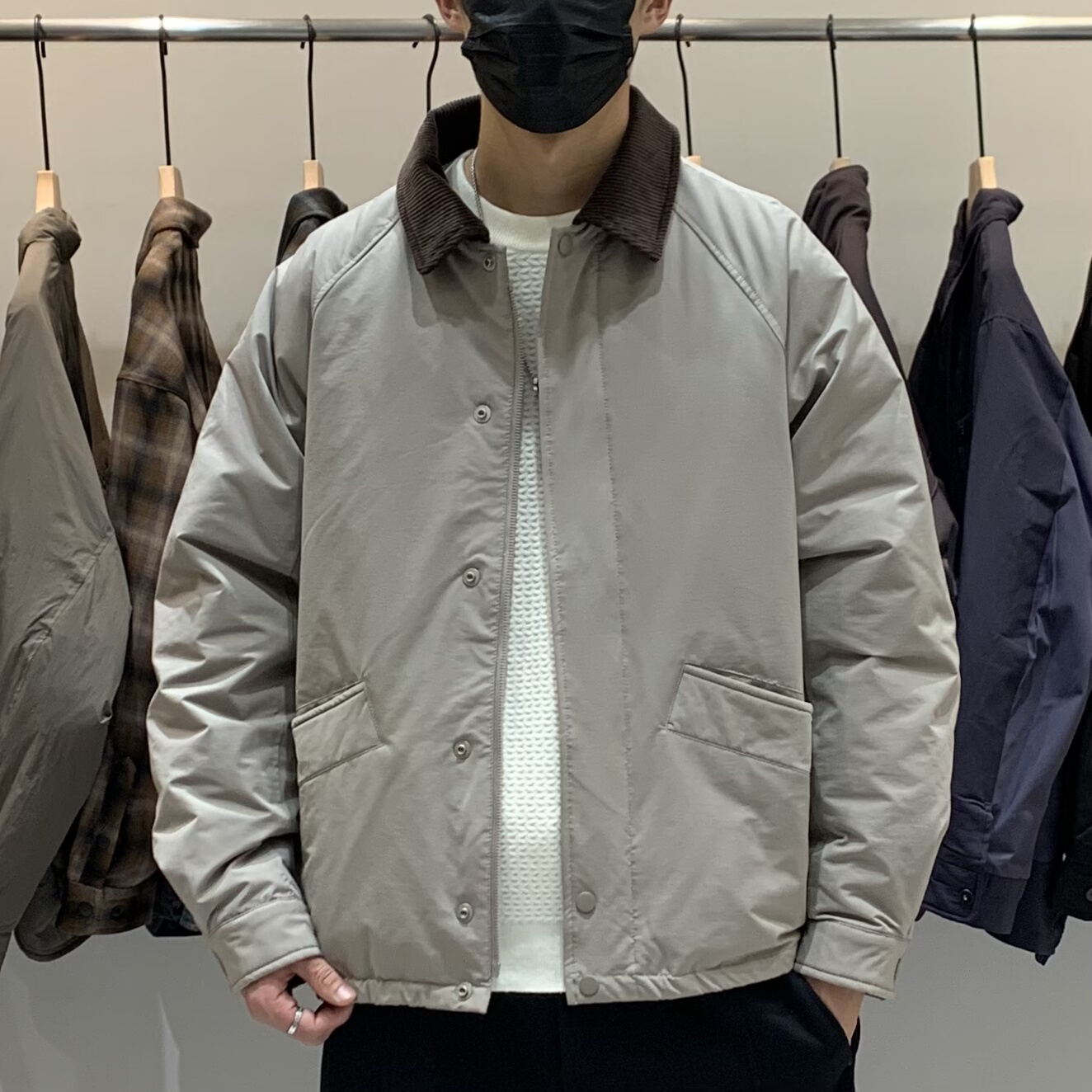 冬季韩版男士翻领羽绒服百搭潮流美式时尚拼接撞色休闲保暖羽绒衣