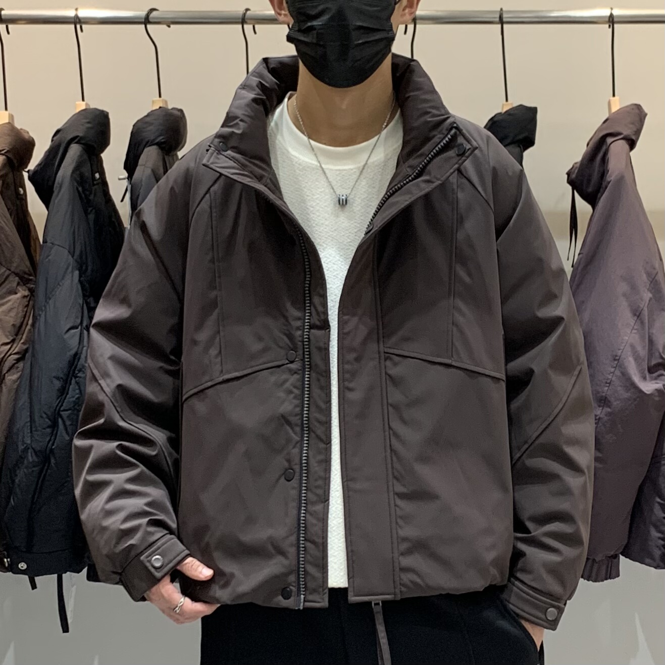 冬季韩版男士立领羽绒服百搭潮流日系时尚工装简约休闲保暖羽绒衣