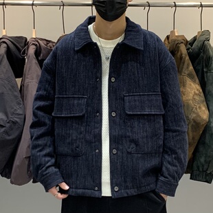 工装 冬季 翻领羽绒服百搭潮流美式 男士 牛仔休闲痞帅保暖羽绒衣 韩版