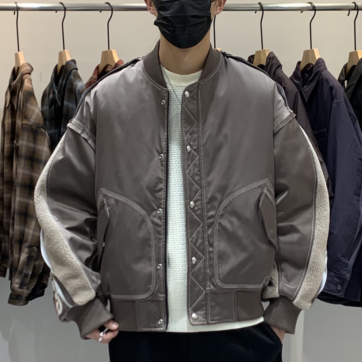 冬季韩版男两面穿棒球领羽绒服百搭潮流美式飞行员痞帅保暖羽绒衣