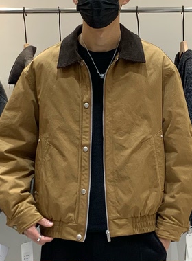 冬季韩版男士翻领羽绒服百搭潮流时尚美式复古工装保暖90绒羽绒衣