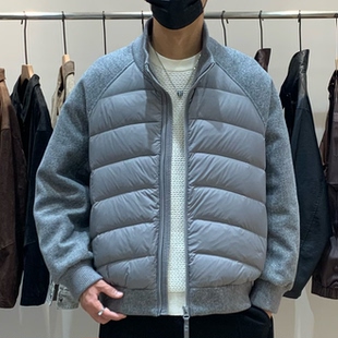 冬季韩版男立领轻薄羽绒服百搭潮流时尚拼接设计感保暖90绒羽绒衣