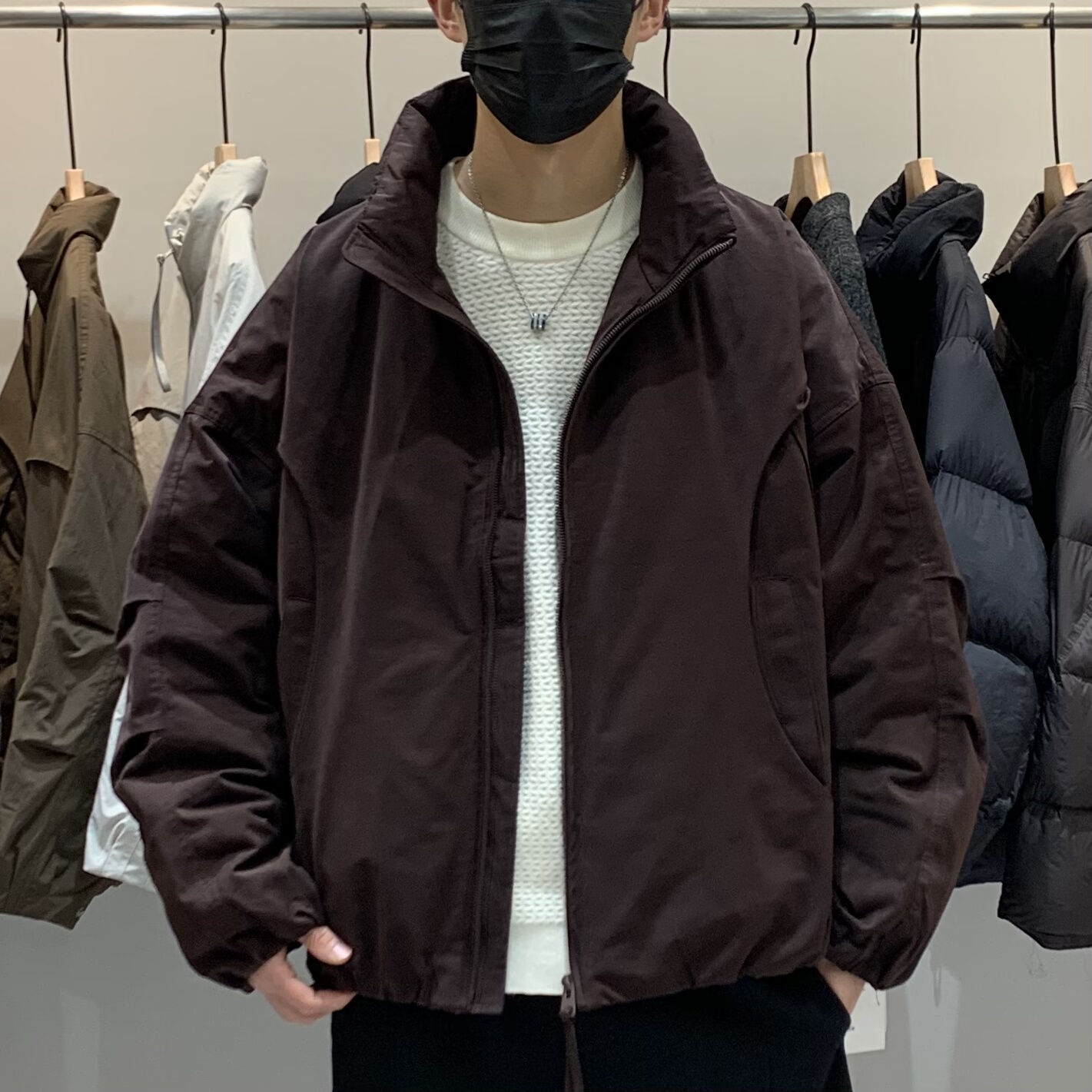 冬季韩版男立领羽绒服百搭潮流日系时尚简约休闲设计感保暖羽绒衣