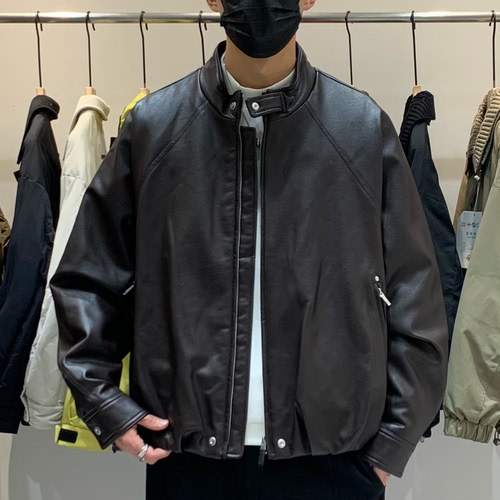 冬季韩版男士立领PU皮羽绒服百搭潮流美式时尚机车痞帅保暖羽绒衣