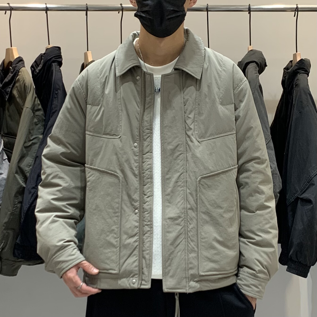 冬季韩版男翻领轻薄羽绒服百搭潮流日系工装痞帅高级感保暖羽绒衣