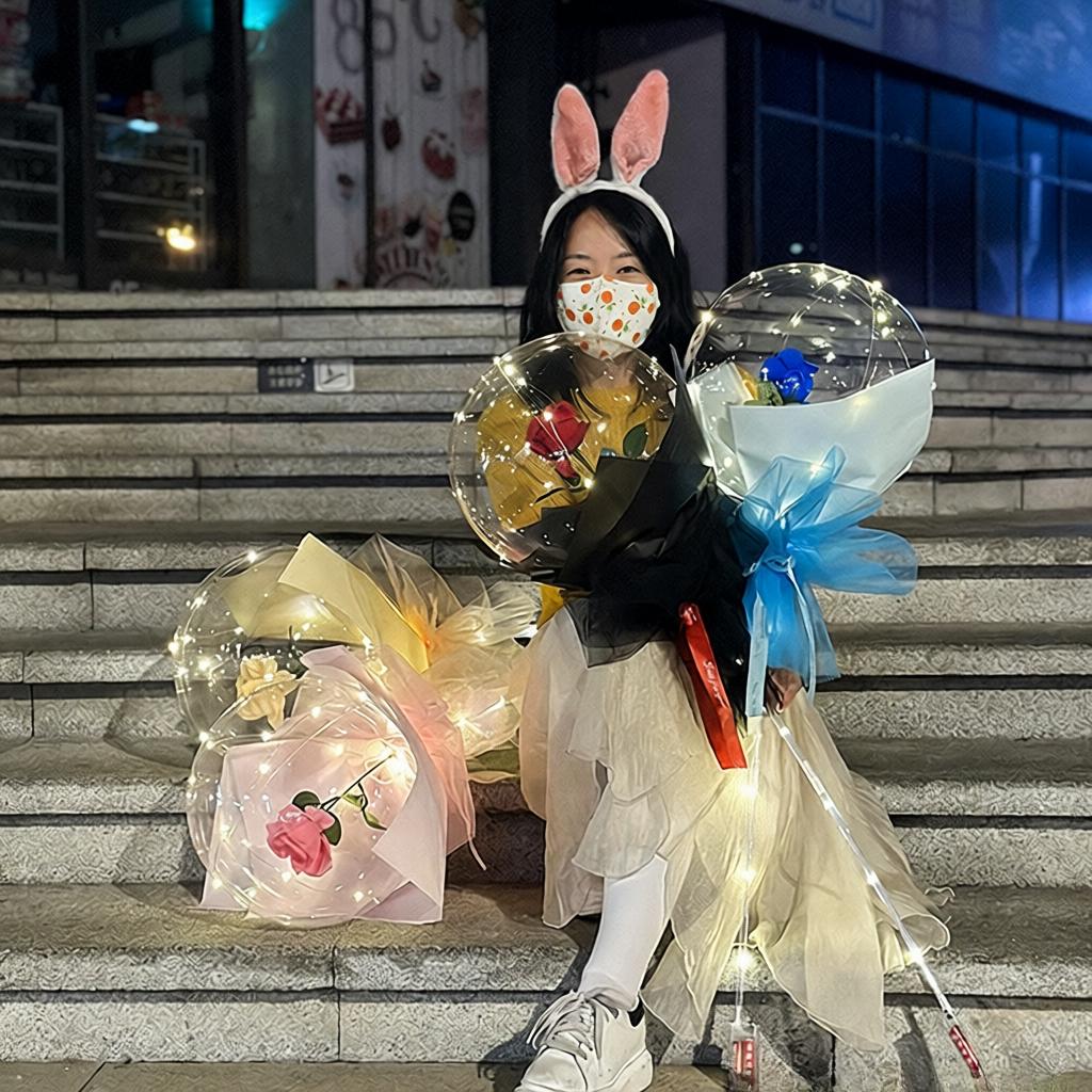 网红波波球玫瑰花束婚礼求婚生日