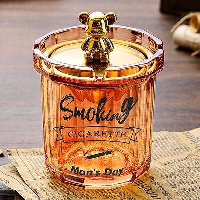 带盖子漏斗烟灰缸防飞灰家用客厅