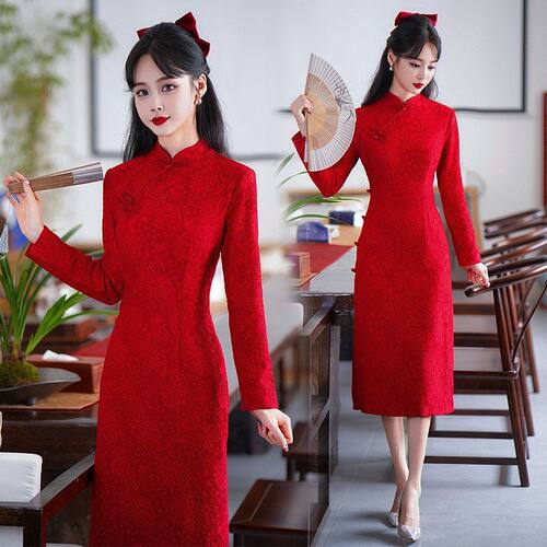 新娘礼服红色实拍连衣裙回门旗袍