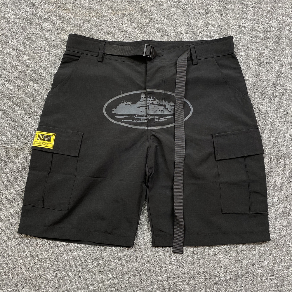 thumbnail for Corteiz Devil Island Cruise Ship Print American Fashion Brand Men and Women Loose Casual Multi-Pocket Workwear Half Length Shorts
