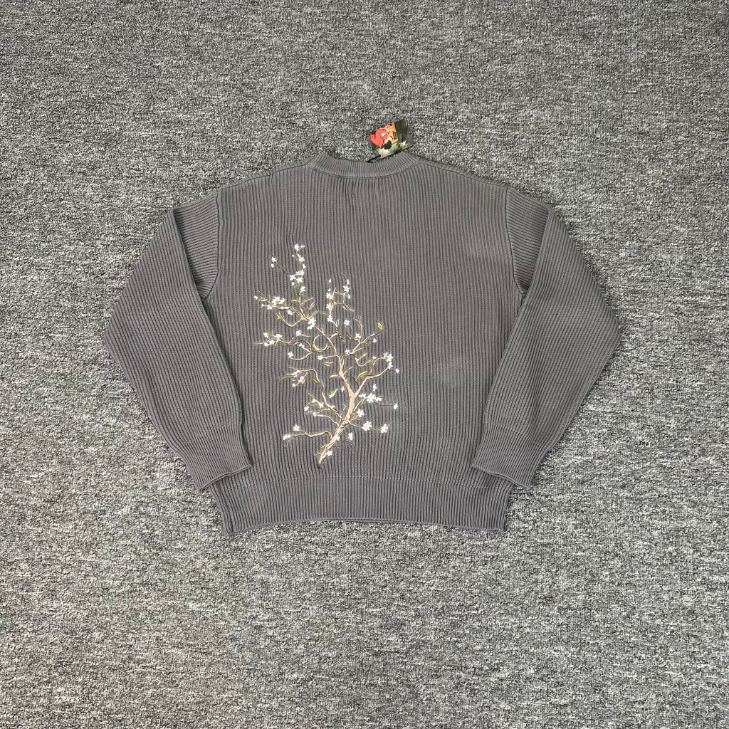 thumbnail for Derschutze blossm knit floral embroidery trendy casual trend knit crew neck sweater