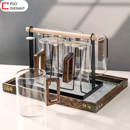 高硼硅玻璃水杯家用高颜值大容量喝水杯子套装待客耐高温茶杯杯具