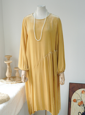 【现货】南油高定丝绒法式复古气质长袖连衣裙女装2025新款A21193