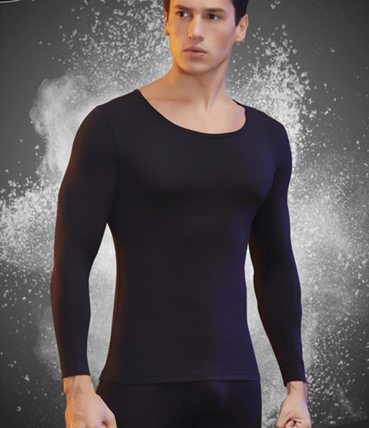 SHUKAS H 8071 MENS THIN BASE SHIRT ROUND NECK GENTLE WARM MENS MEIYA BLACK CHARCOAL GRAY THERMAL SINGLE UNDERWEAR
