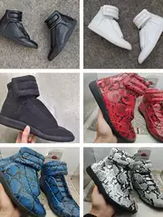 French Gat Dexun Martin Boots with Snake Pattern Cowhide High-Top Boots Mmm Sports DIY Casual Men's Shoes with Velcro